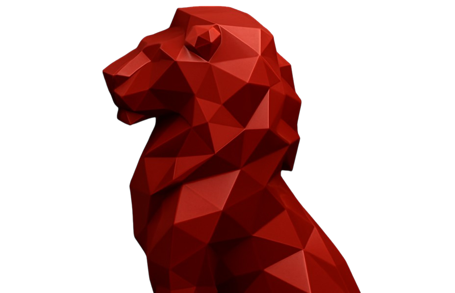 Crimson Monarch Red Lion Sculpture