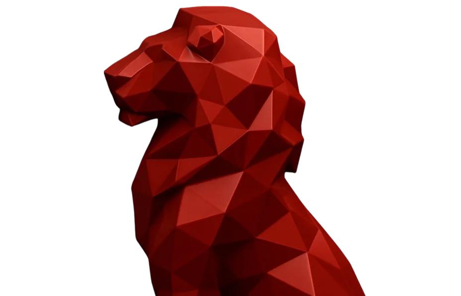 Crimson Monarch Red Lion Sculpture
