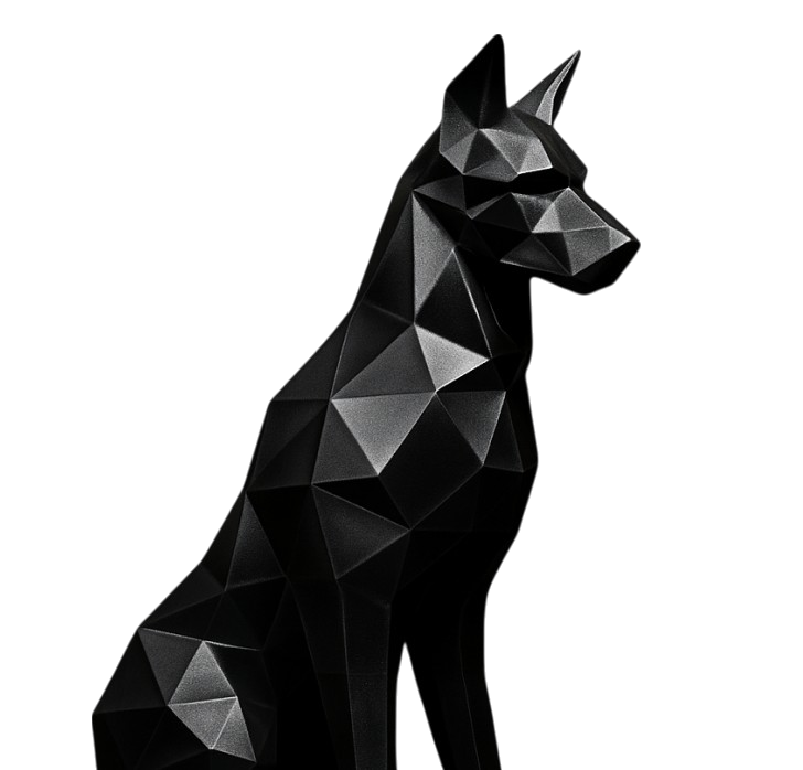 GeoK9 Matte-Black Dog Sculpture