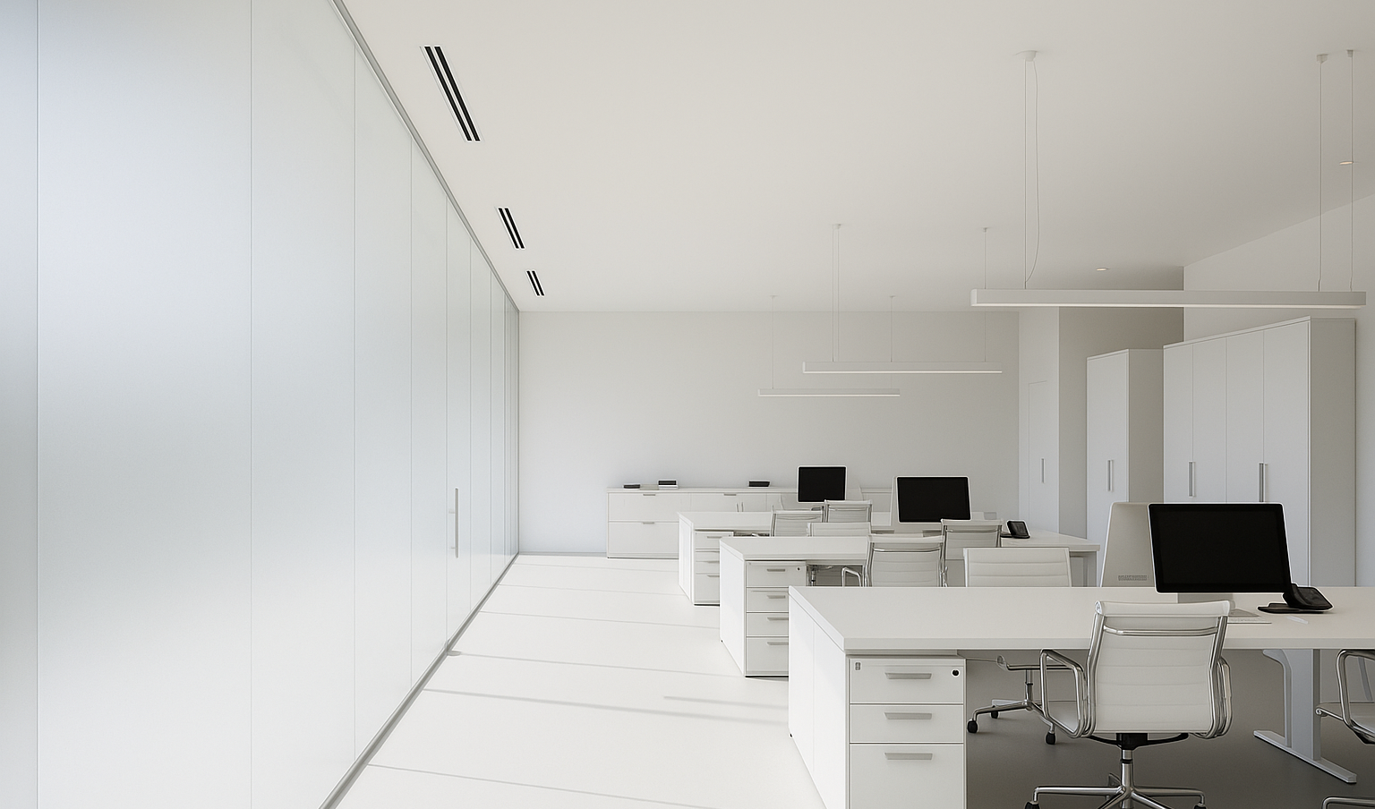 office smart glass showing before and after states