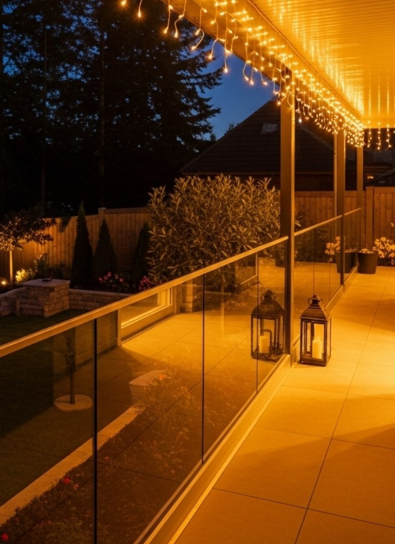 Patio Glass Railings - Evening Ambiance