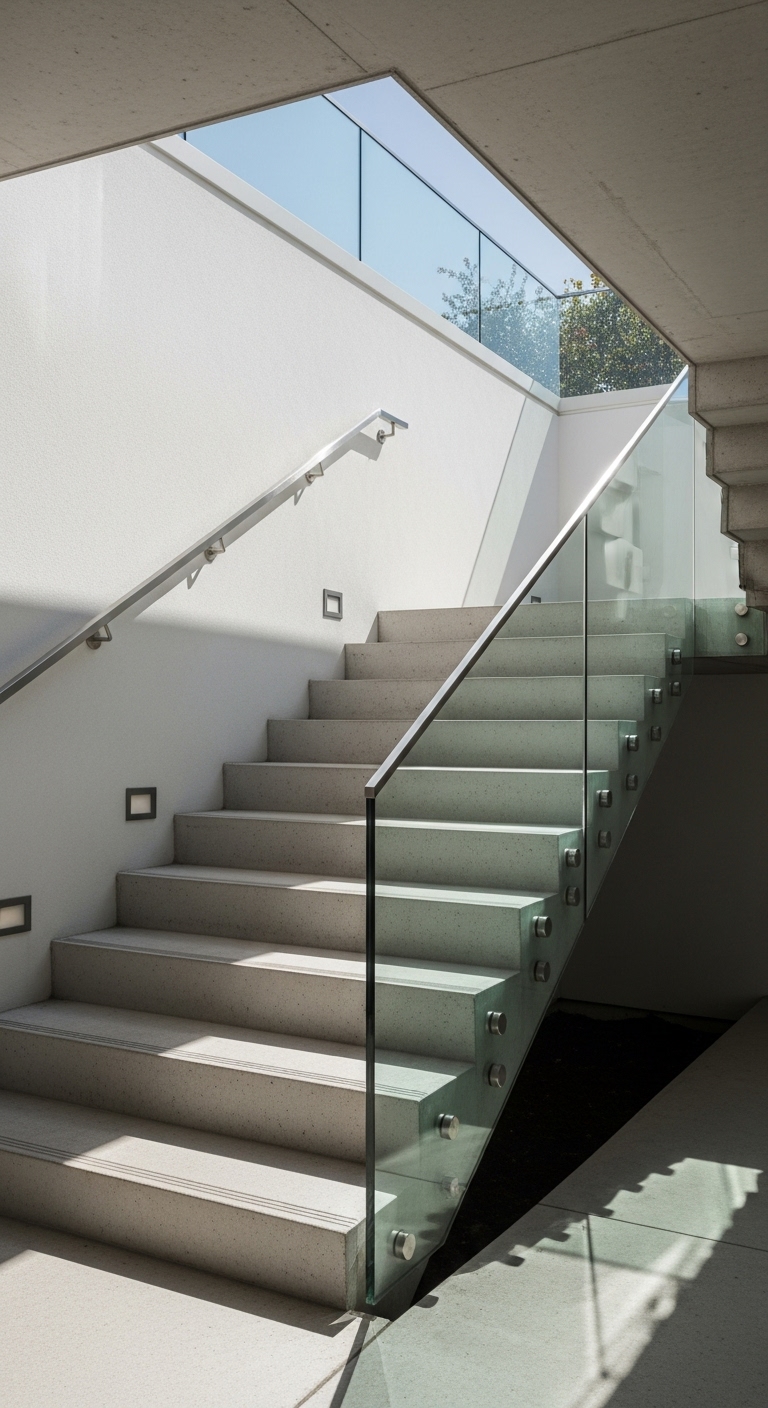 Staircase Glass Railings - Natural Light Design