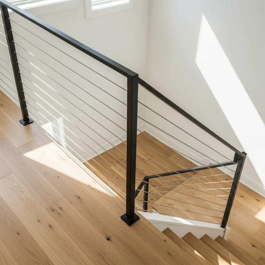 Interior black cable rails oak floor Vancouver