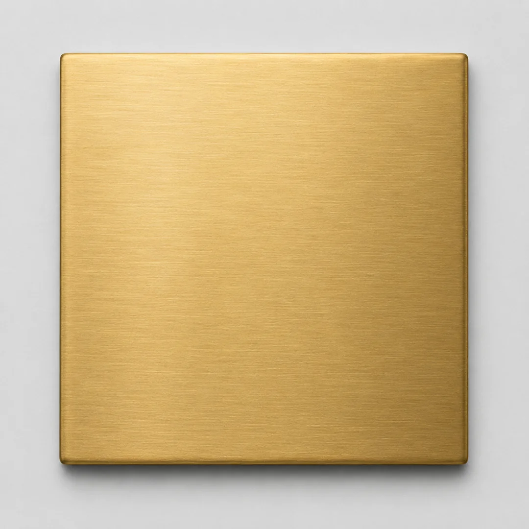 Satin / Brushed Brass (Solid brass) gold railing finish swatch by LOUEI Metal Arts