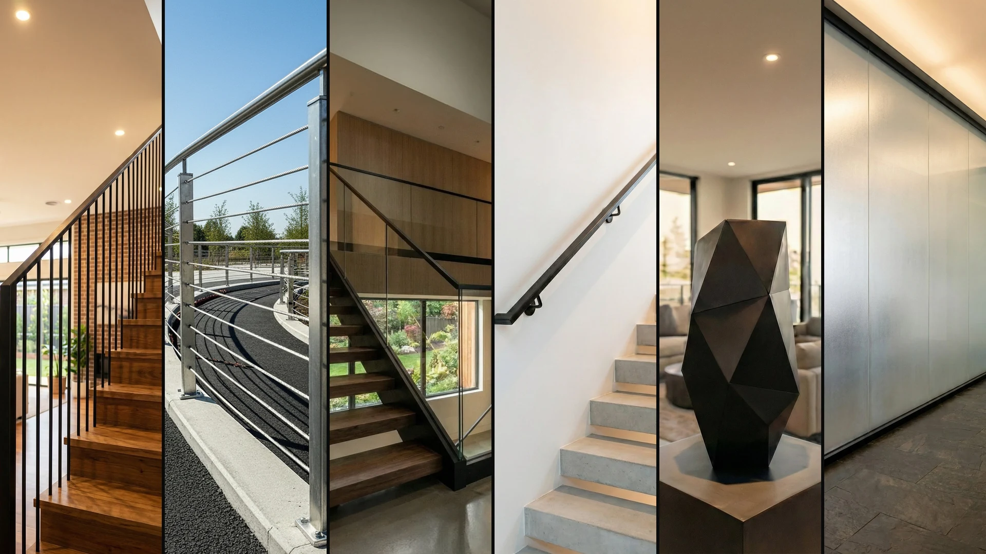 Custom railings showcase: picket, cable, glass, and handrail installations across Metro Vancouver