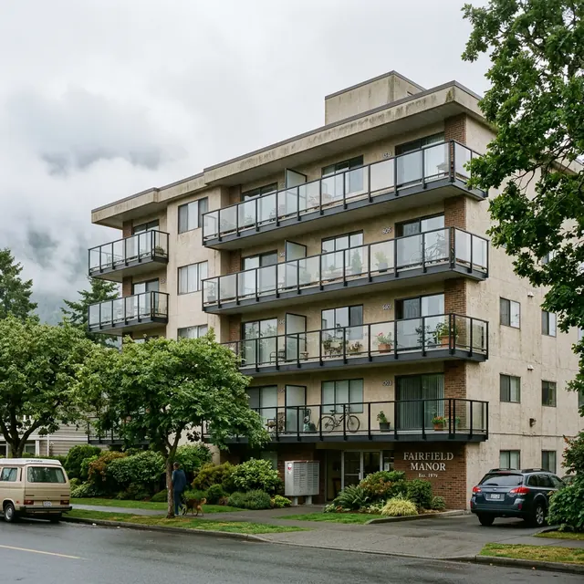 1970s Fairfield Strata modernization with new post-and-clamp glass balconies